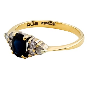 9ct Gold Sapphire/Diamond Ring size K